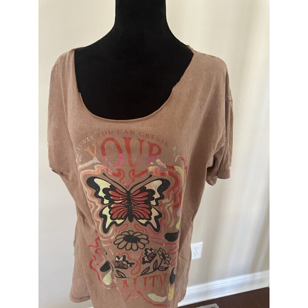 Hollister Small Butterfly Top  T Shirt altered whimsy flowers fairy hippie